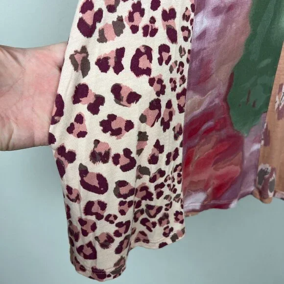 LOGO Lori Goldstein Tunic Top Womens Small Mixed Print Twisted Neck 3/4 Sleeve S - Picture 11 of 11